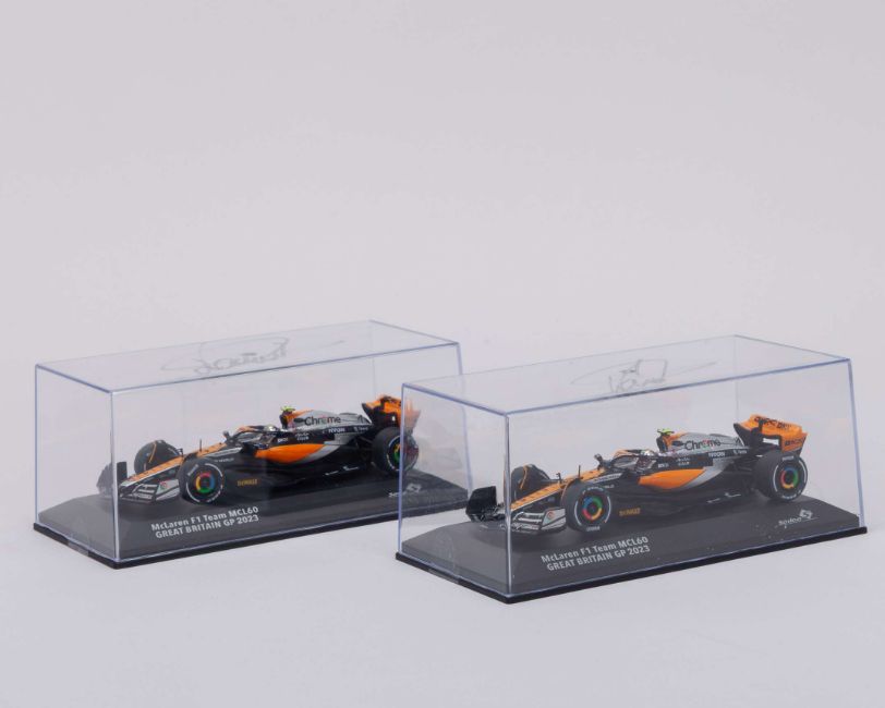 Lando Norris & Oscar Piastri Signed 2023 McLaren F1 1:43 Scale Model Cars (Solido)