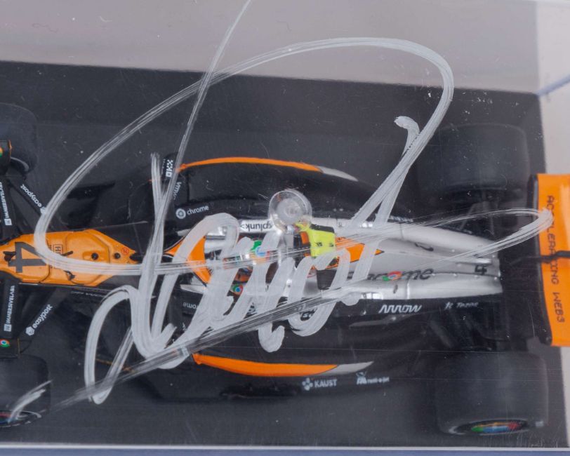 Lando Norris & Oscar Piastri Signed 2023 McLaren F1 1:43 Scale Model Cars (Solido)