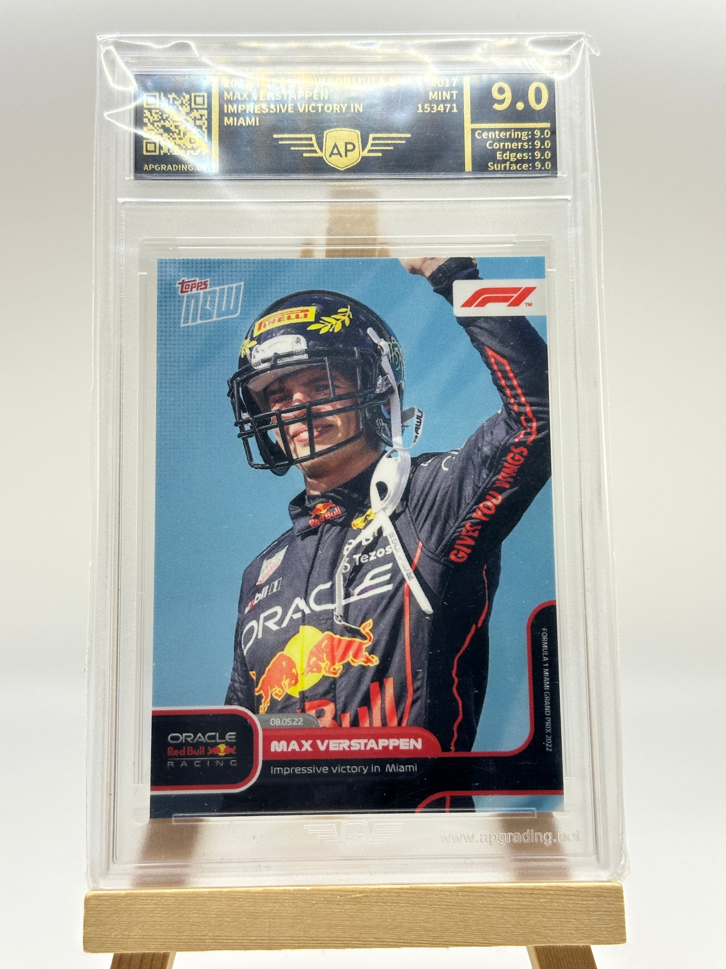MAX VERSTAPPEN IMPRESSIVE VICTORY IN MIAMI AP 9 β 2022 TOPPS NOW F1 CARD #1017