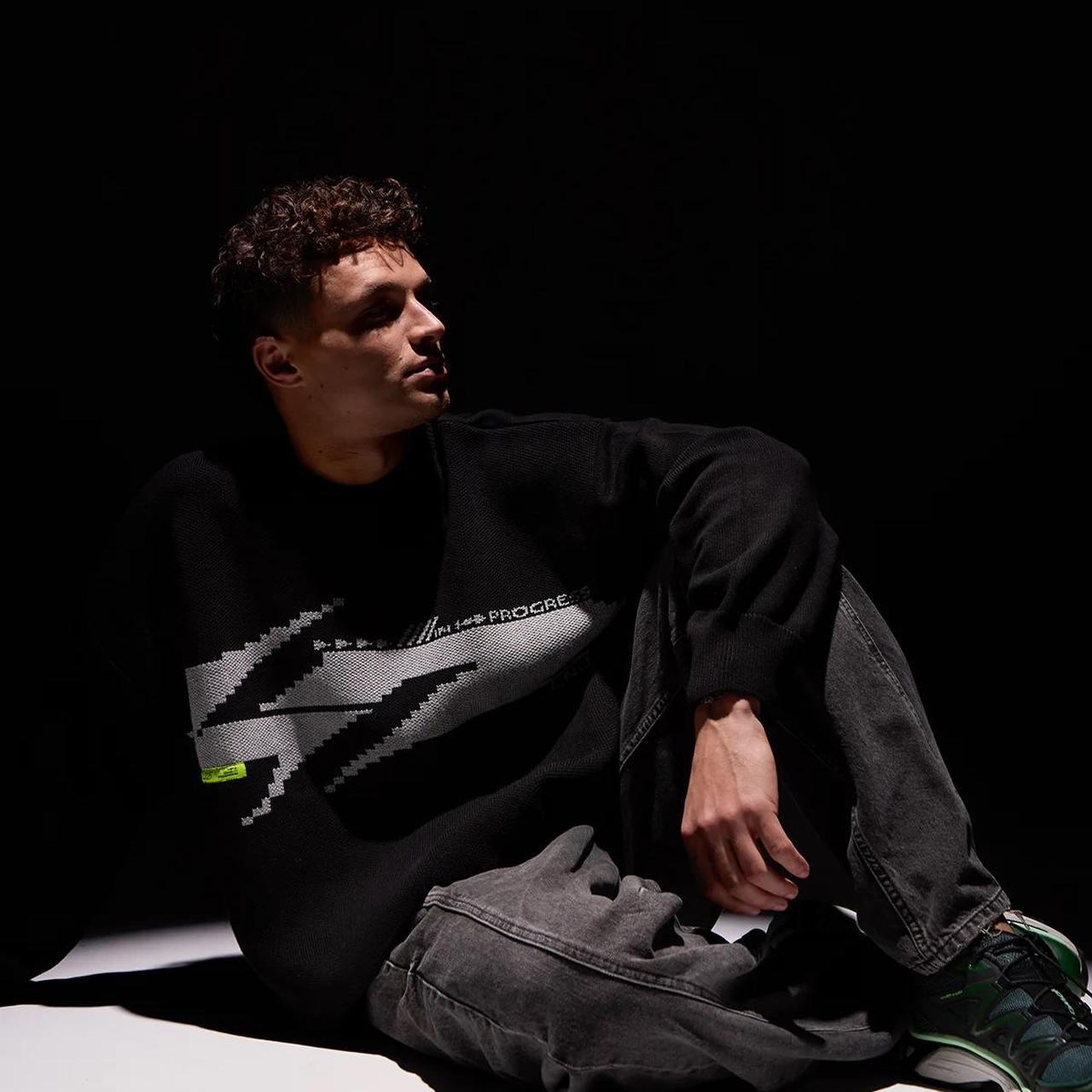 LANDO.EXE Knitted Jumper – Oversized Black & Grey