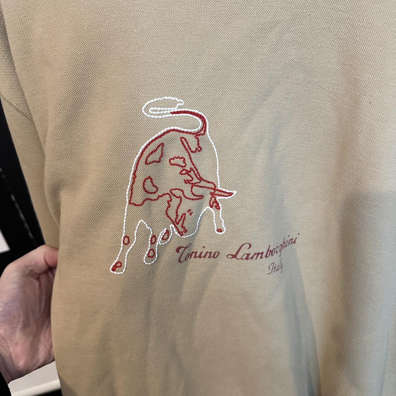 Tonino Lamborghini Italy Sweatshirt – Beige Embroidered Bull Logo Jumper