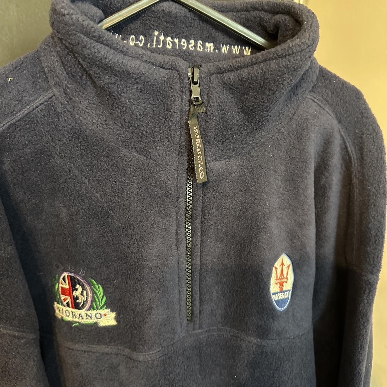 Vintage Maserati Fiorano Fleece – Navy Half Zip Jacket | Trident Logo
