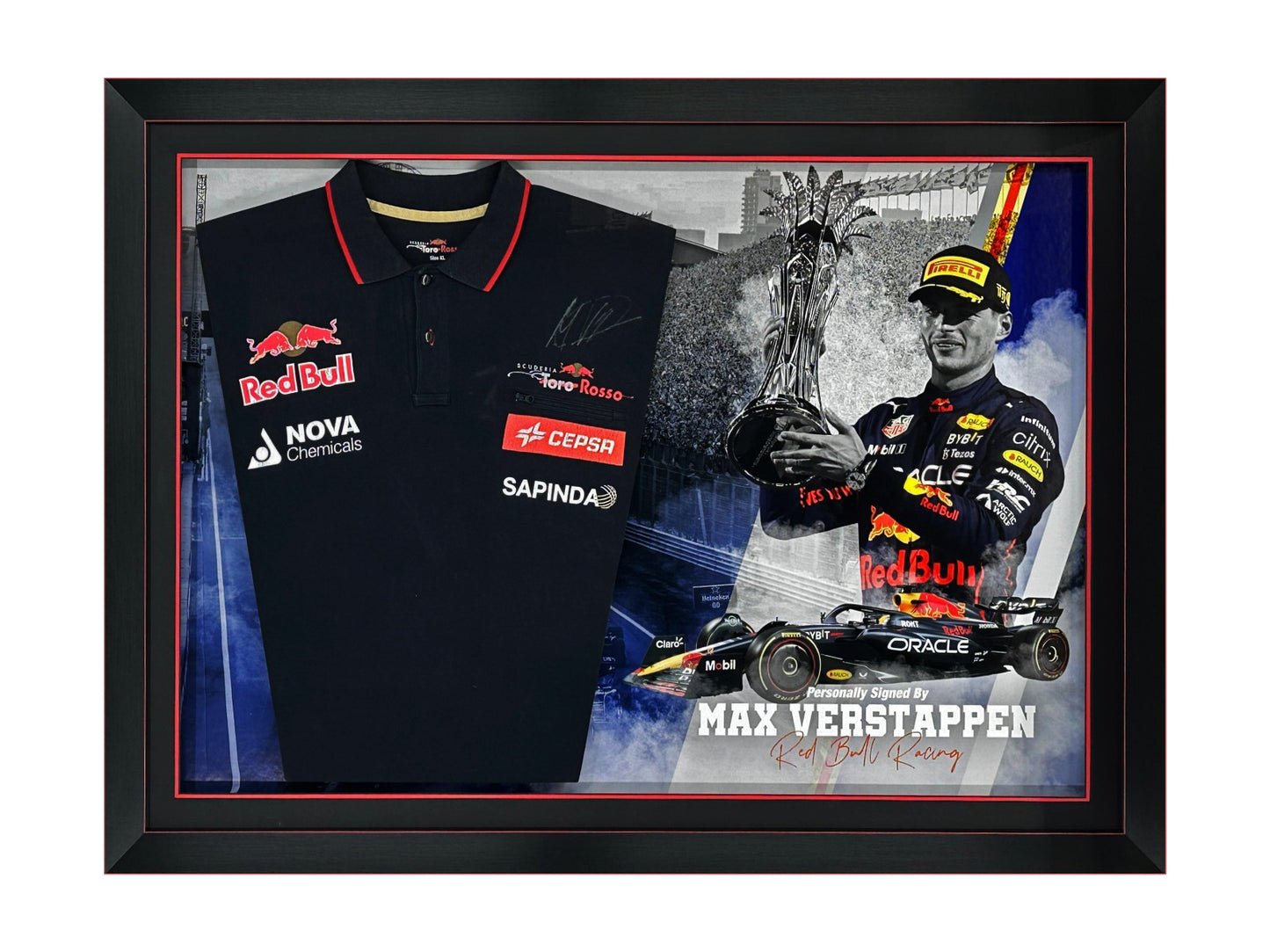 Max Verstappen Signed Toro Rosso Polo Display – Framed Memorabilia