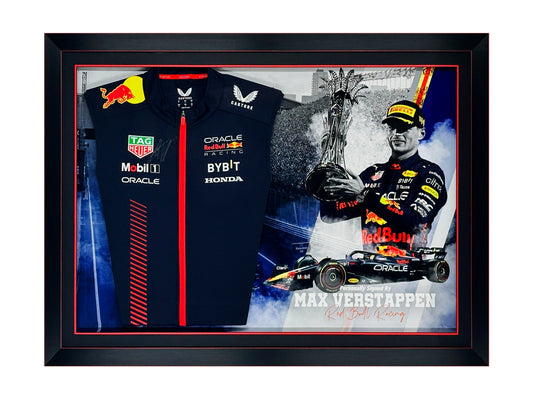 Max Verstappen Signed Red Bull Racing Framed F1 Shirt Display