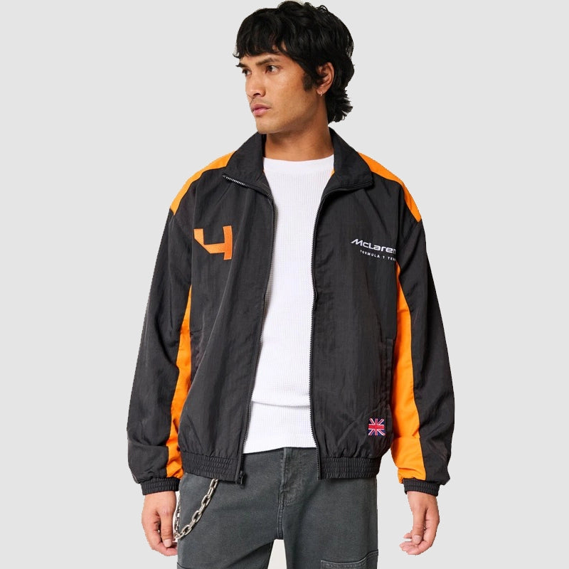 Hollister McLaren F1 Jacket – Lando Norris Black & Orange Racing Windbreaker