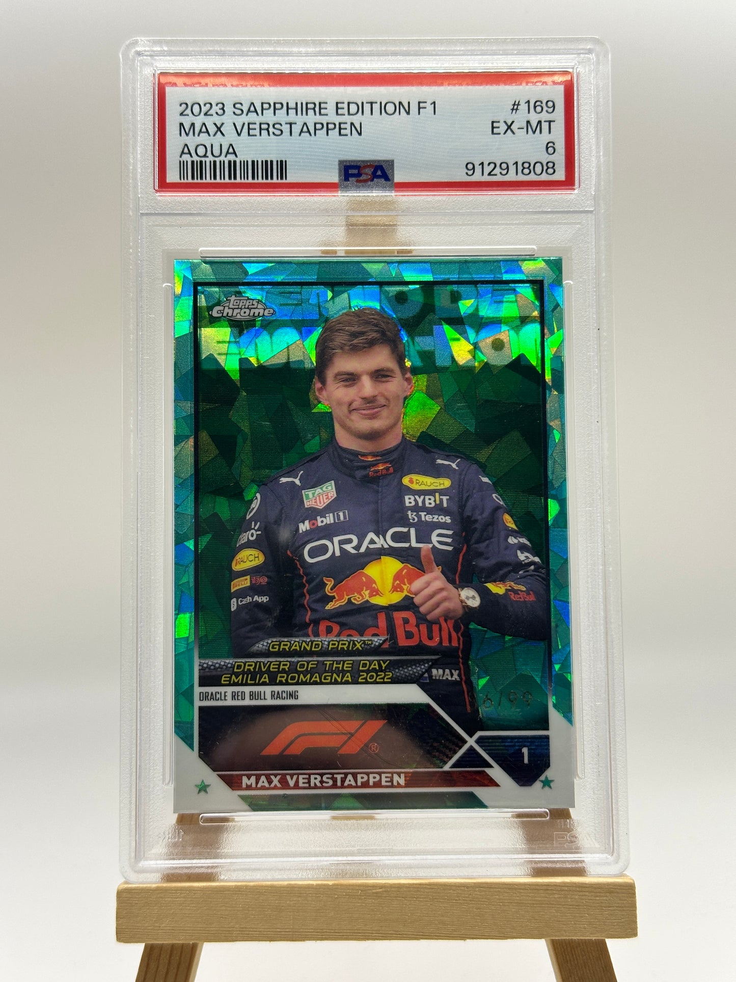 MAX VERSTAPPEN AQUA REFRACTOR /99 PSA 6 – 2023 TOPPS CHROME F1 CARD #169