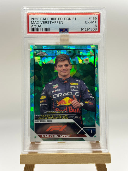 MAX VERSTAPPEN AQUA REFRACTOR /99 PSA 6 – 2023 TOPPS CHROME F1 CARD #169
