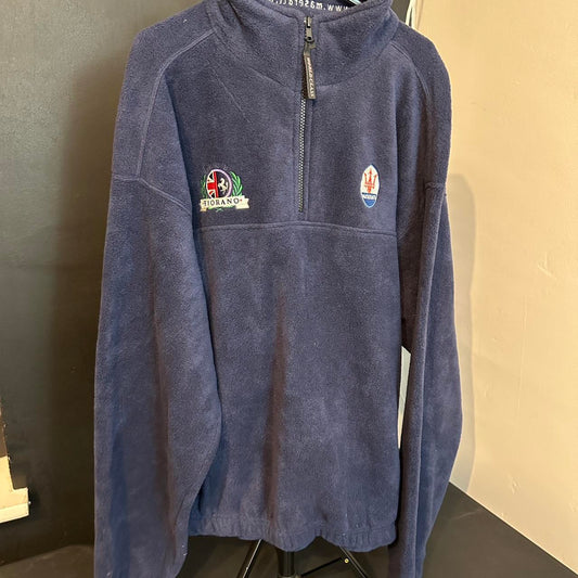 Vintage Maserati Fiorano Fleece – Navy Half Zip Jacket | Trident Logo