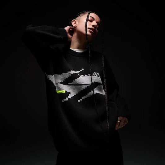 LANDO.EXE Knitted Jumper – Oversized Black & Grey