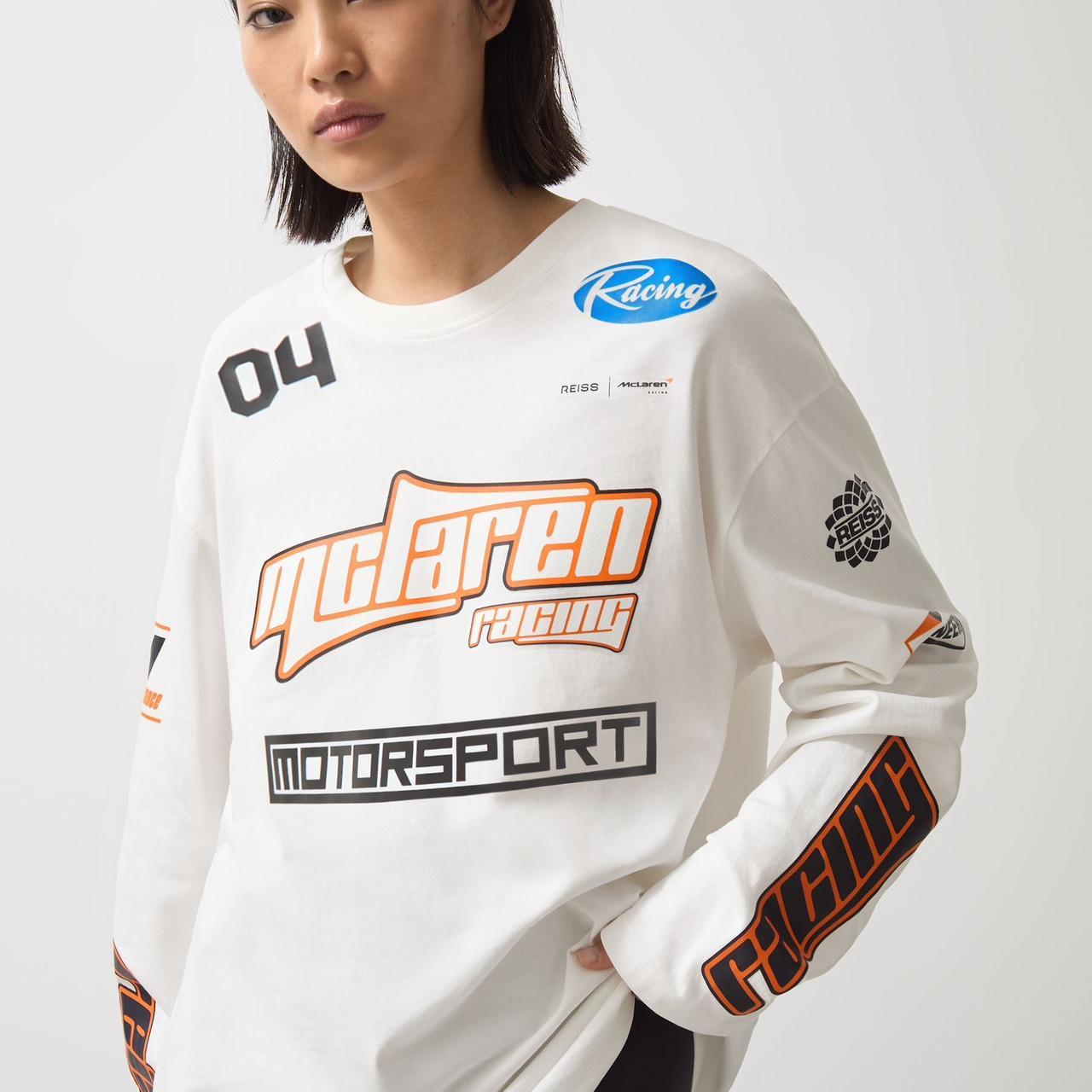 White Oval Long-Sleeve T-Shirt – Reiss x McLaren F1 Team (Oversized Fit)