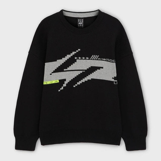 LANDO.EXE Knitted Jumper – Oversized Black & Grey