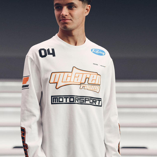 White Oval Long-Sleeve T-Shirt – Reiss x McLaren F1 Team (Oversized Fit)